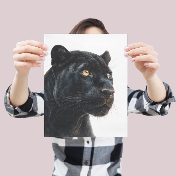 Watercolor Black Jaguar Wall Art Print Unframed - Majestic Jungle Elegance - Picture 4 of 6